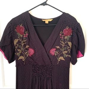 April Cornell Embroidered Polka Dot Maxi Dress